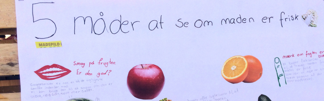 Udsnit af plakat lavet af elever i et tidligere undervisningsforløb om at undgå madspild. Foto: Cathrine Terkelsen
